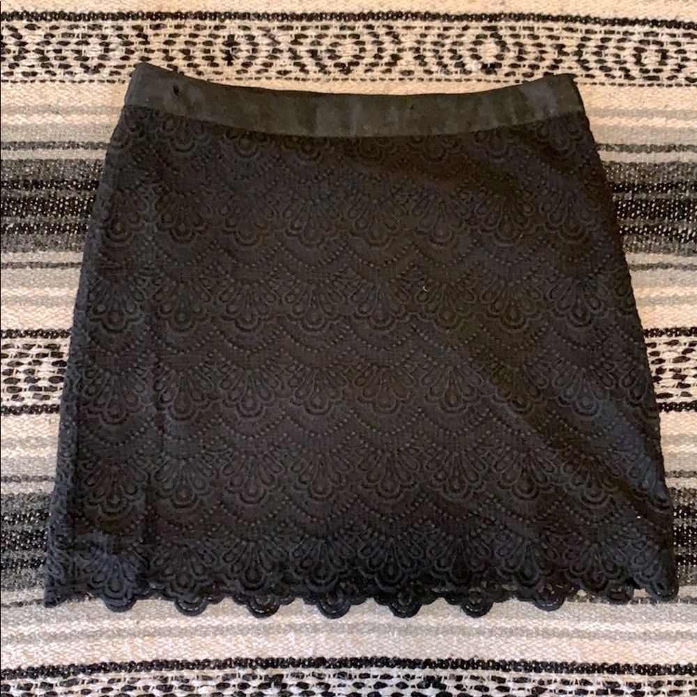 J.Crew Black Cotton Lace Miniskirt